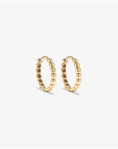 Michael Hill - 13.5mm Large Beaded Huggie Earrings in 10kt Yellow Gold