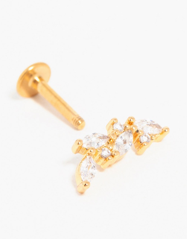 Lovisa - Gold Plated Titanium Cubic Zirconia Vine Crawler Flat Back Stud