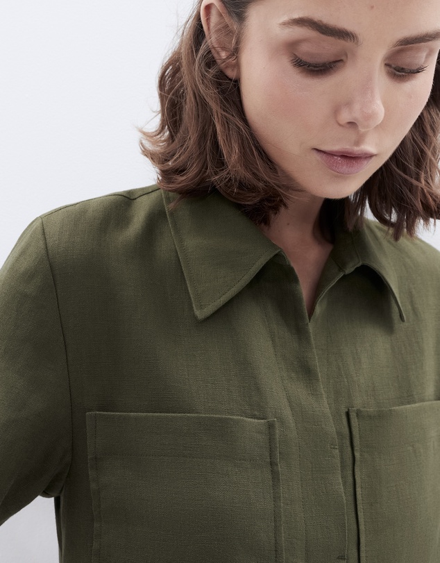 UNISON - Collared Linen Utility Dress