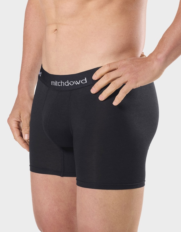 Mitch Dowd - Mens Stretch Cotton Comfort Long Leg Trunks 3 Pack - Black