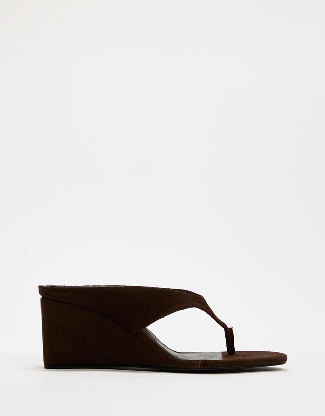 AERE - Pixie Suede Thong Wedges - Women's