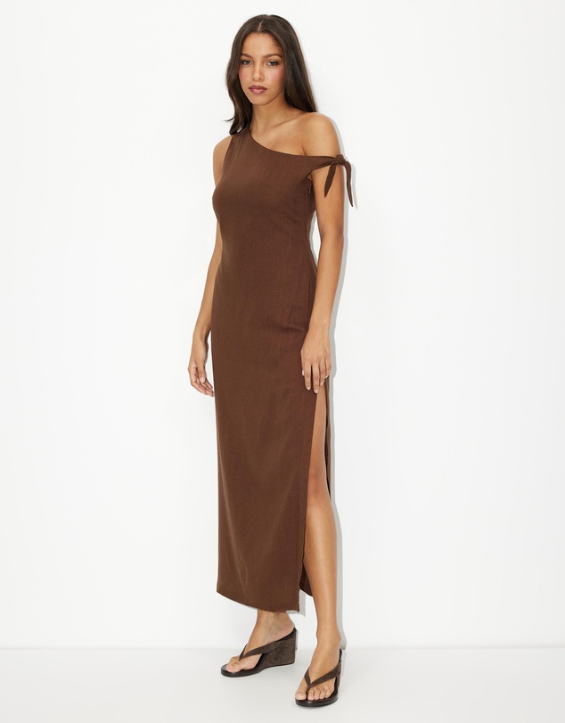 Dazie - Wednesday One Shoulder Linen Blend Midi Dress