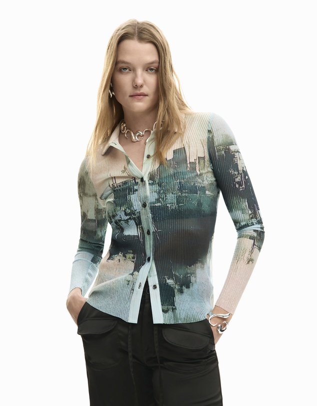 Desigual - Textured buttoned T-shirt