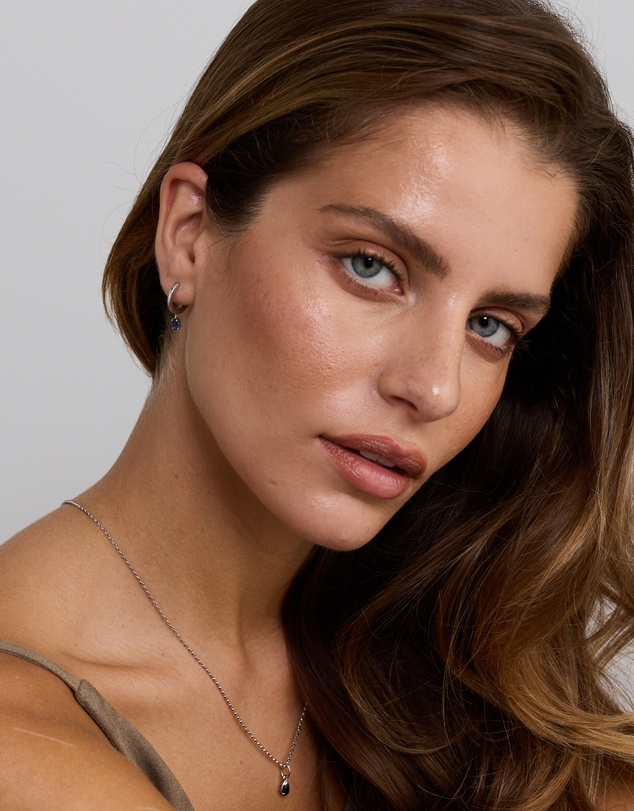 Michael Hill - Created Sapphire Drop Huggie Hoop Earrings in Sterling Silver