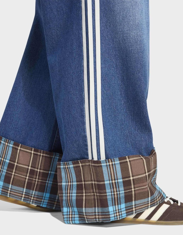 adidas Originals - VINTAGE WIDE LEG JEANS WITH CHECKED SEAM Womens