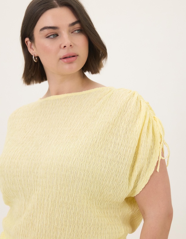 Atmos&Here Curvy - Imogen Textured Ruched One Shoulder Top