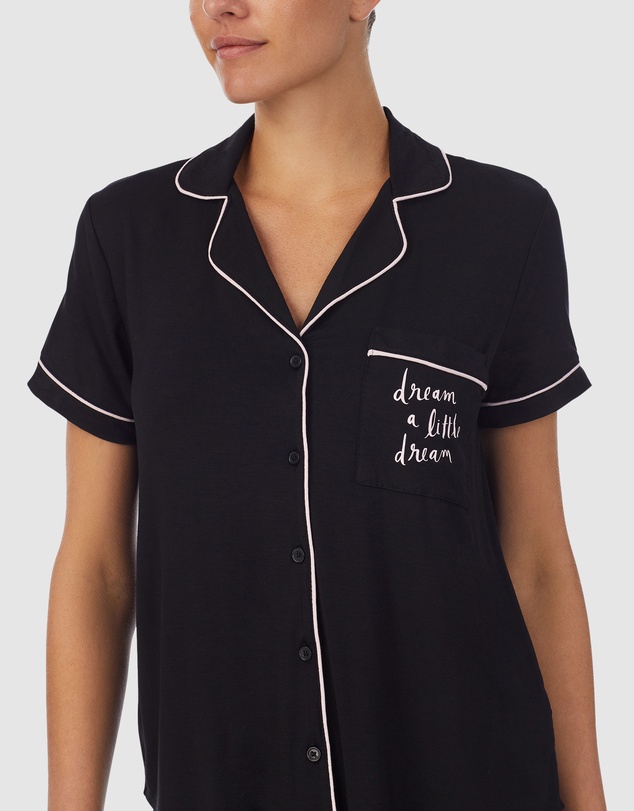 Kate Spade - Modal Jersey Button Up Short Sleeve Long Pyjama Set