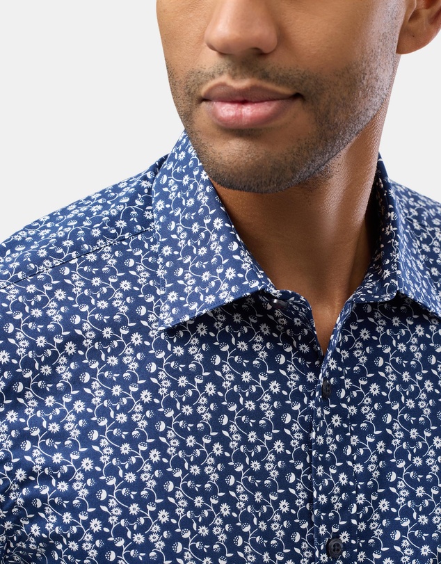 Brooksfield - Abstract Floral Print Reg Fit Stretch Business Shirt