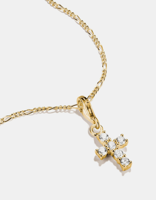 THOMAS SABO - Gold-Plated Cross Charm with White Zirconia