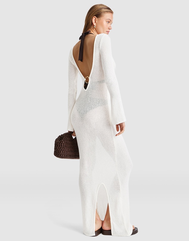 TALA - Multiway Gold Ring Long Sleeve Resort Knit Dress 
