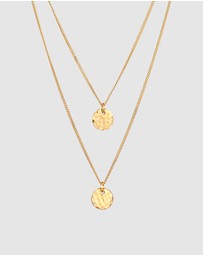 Elli Jewelry - Necklace Layer Platelet Pendant Hammered in 925 Sterling Silver Gold Plated