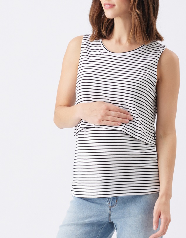 Ripe Maternity - Stripe Layered Nursing Tank