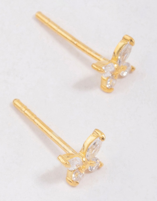 Lovisa - Gold Plated Sterling Silver Cubic Zirconia Butterfly Stud Earrings