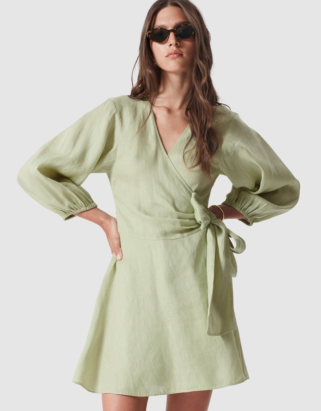 Linen Wrap Mini Dress by & Other Stories Online | THE ICONIC | Australia