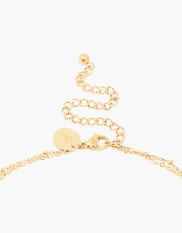 Lovisa - Waterproof Gold Plated Stainless Steel Pear Shaped & Celestial Layered Necklace