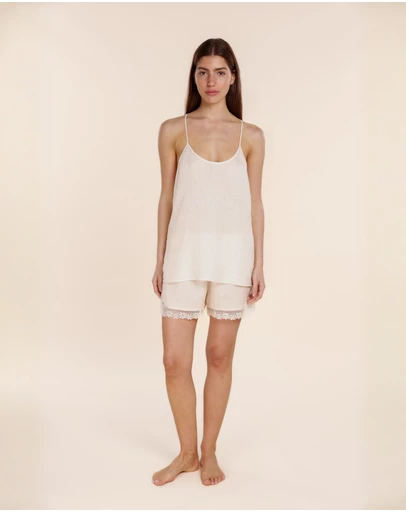 Gingerlilly - Yasmin Cami and Lace Shorts Linen Set