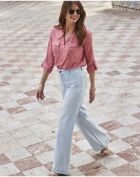 Sosandar - Denim Stretch Wide Leg Jeans