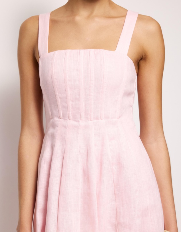 AERE - Pasey Linen Seamed Detail Midi Dress