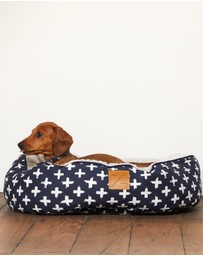 Mog & Bone - 4 Seasons Reversible Circular Dog Bed - Navy Cross Print