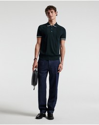 Calibre - Tech Stripe Collar Polo Bottle Green