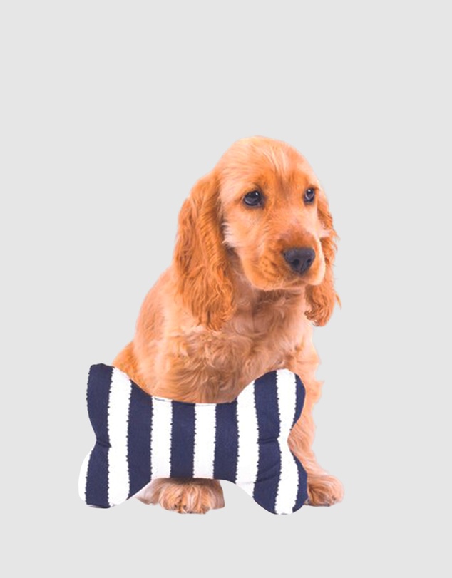 Mog & Bone - Printed Bone Soft Toy - Navy Hamptons Stripe Print