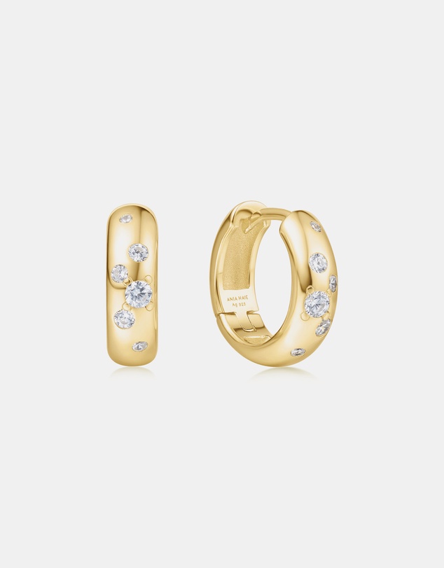 Ania Haie - Ania Haie Gold Small Chubby Sparkling Huggie Hoop Earrings