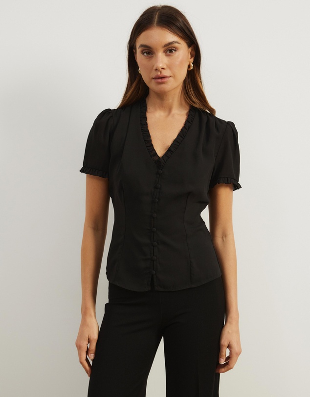 Atmos&Here - Meadow V-Neck Ruffle Blouse