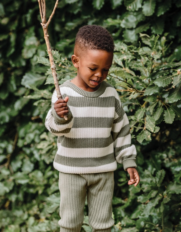 Kynd Baby - Knit Stripe Jumper in Olive Stripe