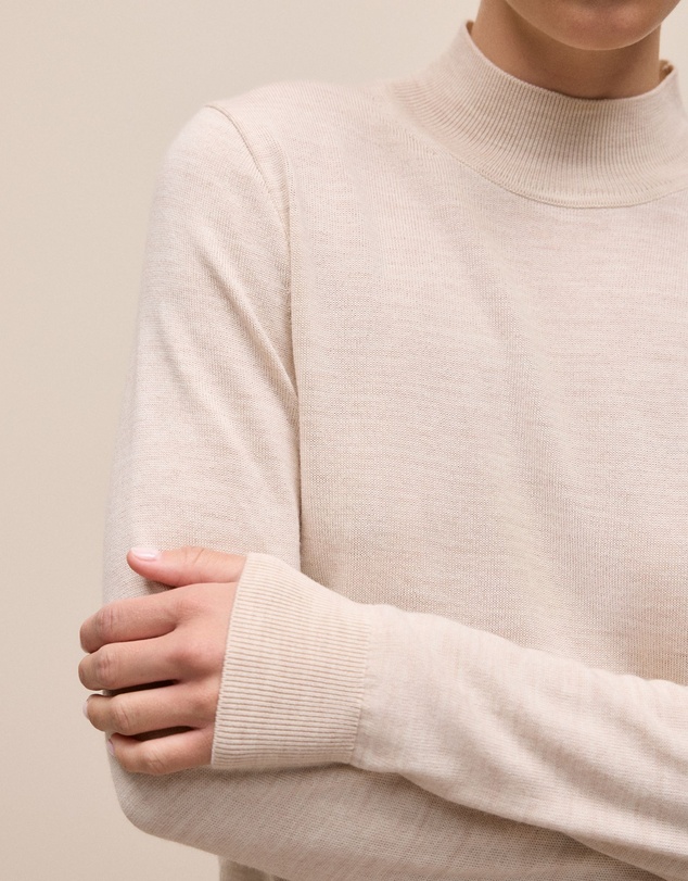 Trenery - Merino Mock Neck in Oat Marle
