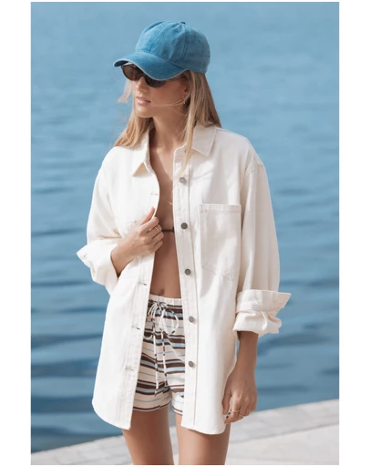 Petal & Pup - Toto Denim Shacket - Ivory