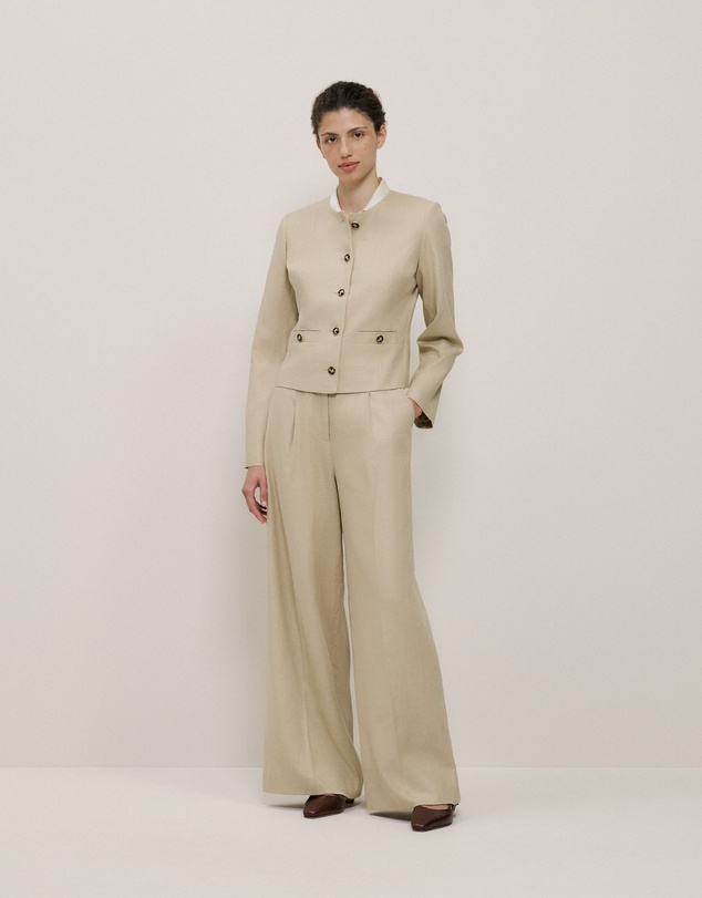 Trenery - Textured Collarless Jacket in Clay