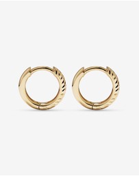 Michael Hill - 9mm Diamond Cut Huggie Hoop Earrings in 10kt Yellow Gold
