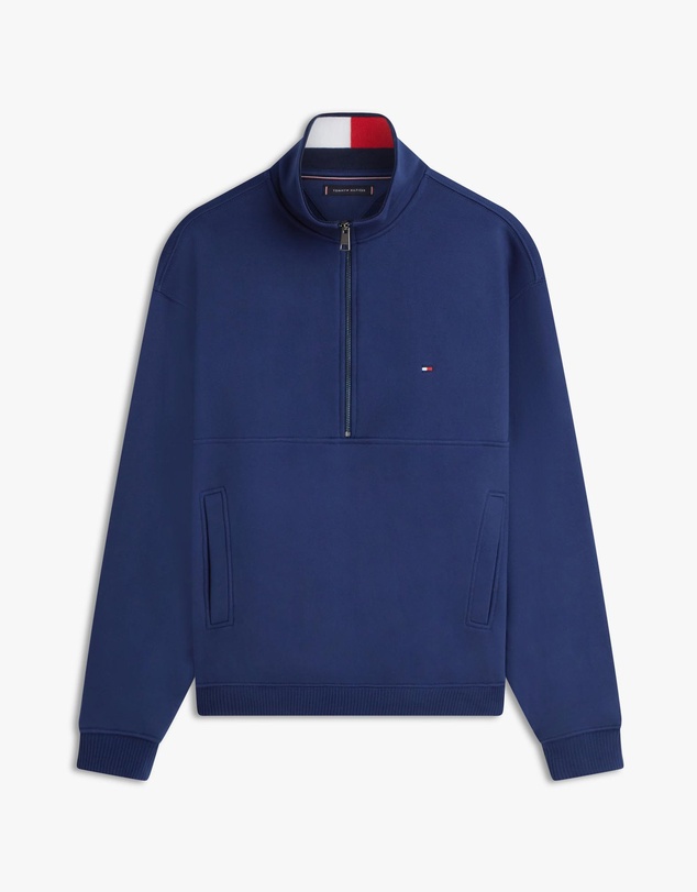 Tommy Hilfiger - Colour-Blocked Collar Terry Half-Zip Jumper