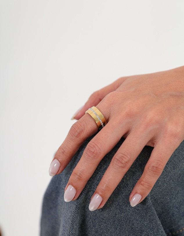 Elli Jewelry - Orbit Pavé Ring in Gold-Plated 925 Silver