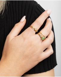 Lovisa - Gold Plated Diamante Pear Ring Stack Pack