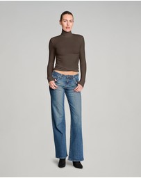 Love and Nostalgia - Secret Agent Rib Turtleneck Top - Espresso