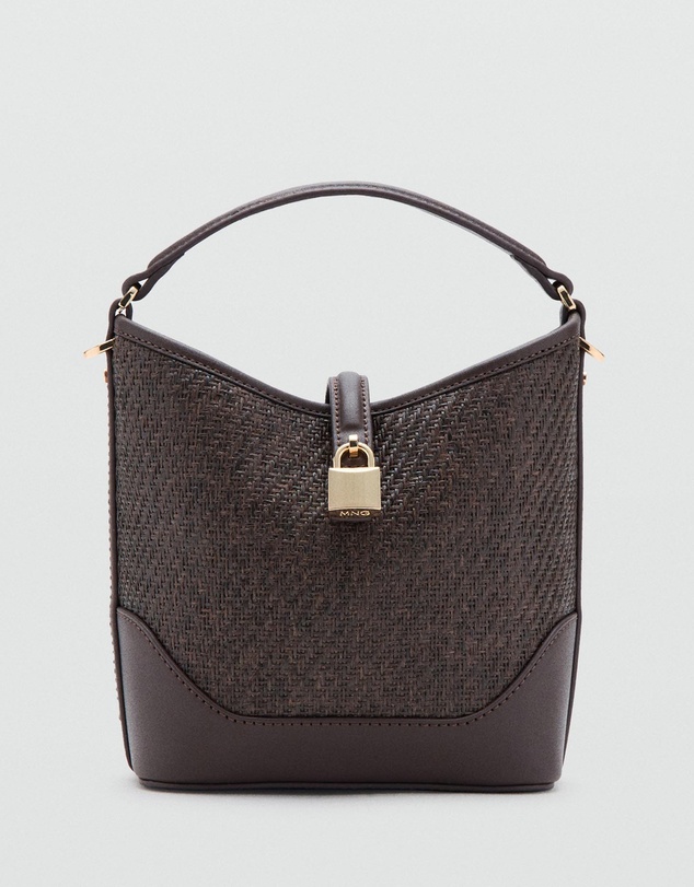 M.N.G - Small Raffia Bucket Bag