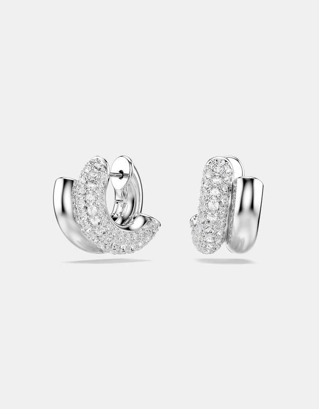 Swarovski - Dextera Hoop Earrings, Round Cut, Mini, White, Rhodium Plated