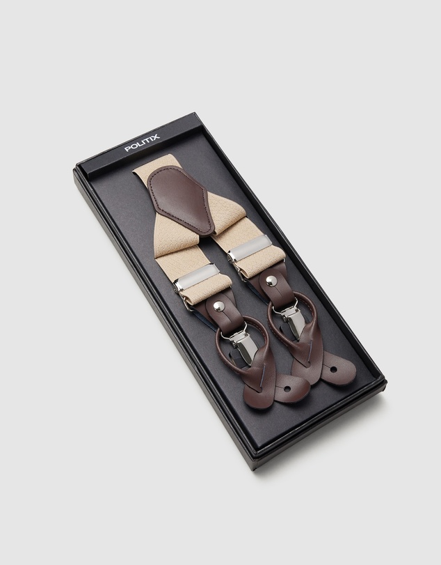 Politix - Leather Crosspatch Y-back Elastic Braces