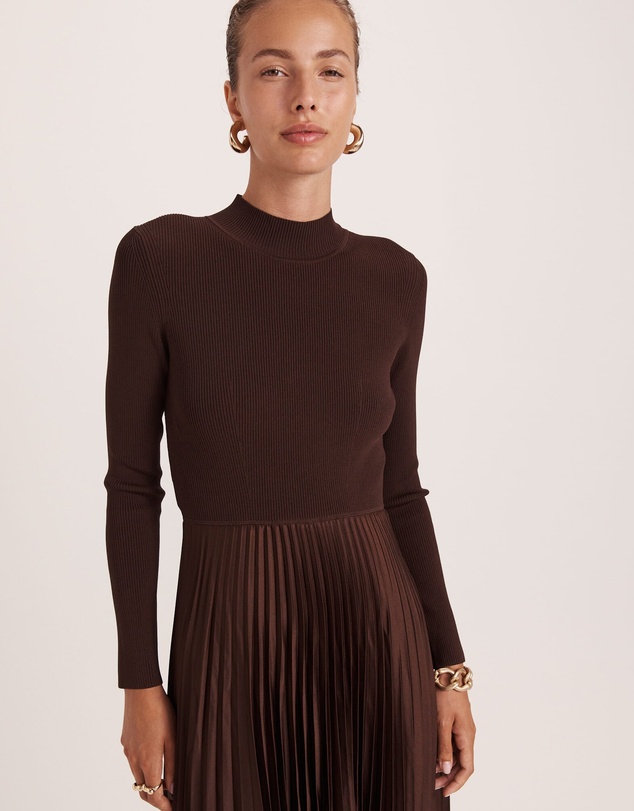 SABA - Vicky Long Sleeve Mixed Media Dress