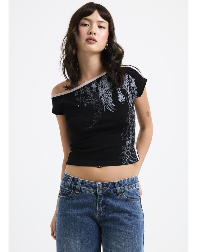 Neon Hart - Zine Off Shoulder Top