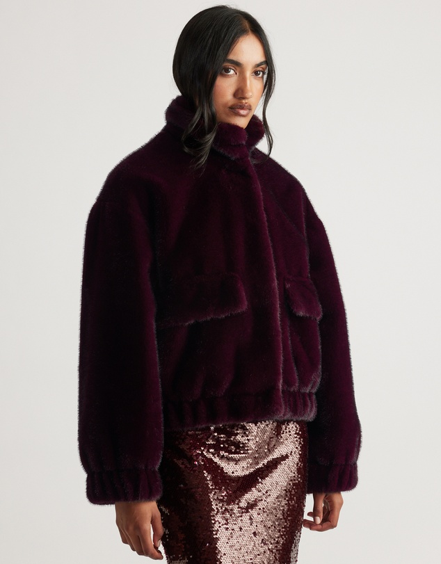 Revibe - Repaired Decjuba Saylor Faux Fur Bomber Jacket - AU 14