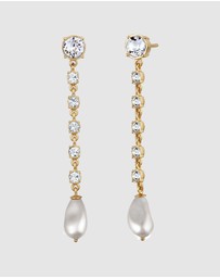 Elli Jewelry - Earring Stud Crystal Pearl 925 Sterling Silver Gold-Plated