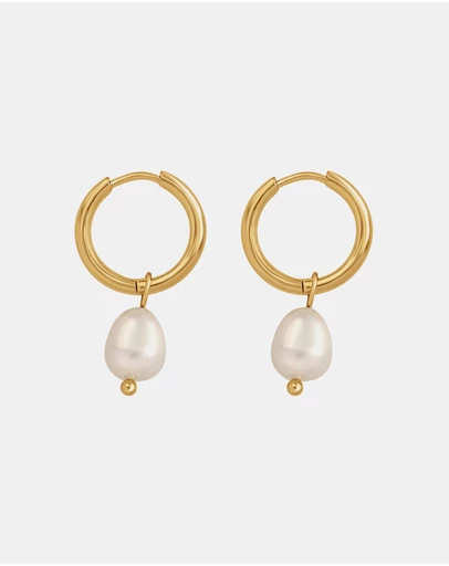 Zoe Olivia - Waterproof Freshwater Pearl Huggie Hoops