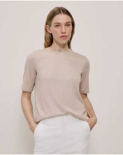Trenery - Metallic T-shirt in Gold