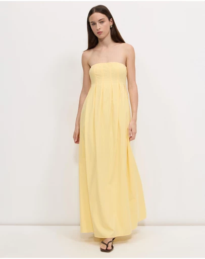 Calli - Karina Pleated Strapless Maxi Dress