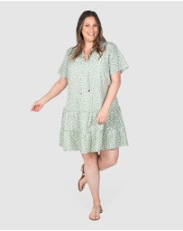Love Your Wardrobe - Sage Print Drop Waist Dress