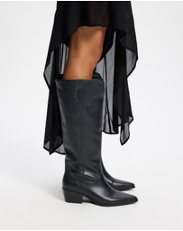 AERE - Rozalia Knee High Leather Cowboy Boots