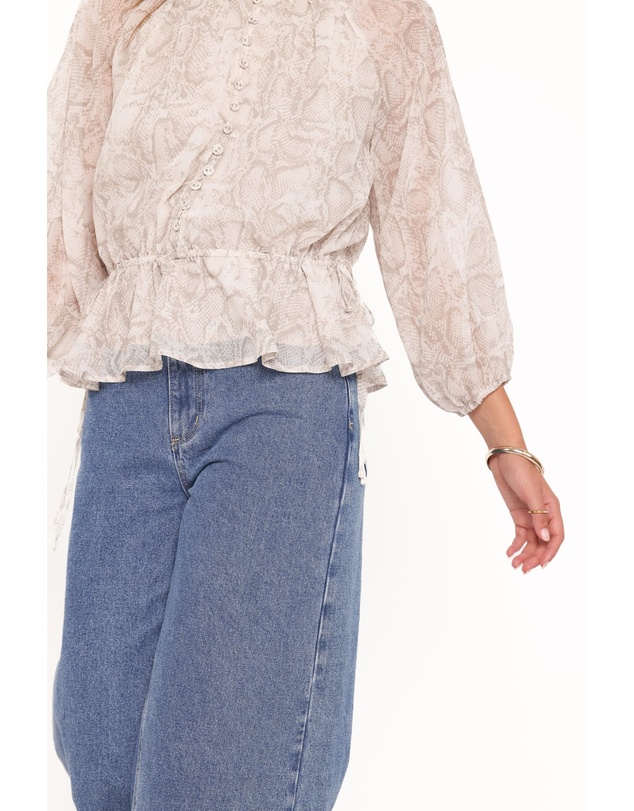 Petal & Pup - Ethelinda Drawcord Waist Top - Snake Print