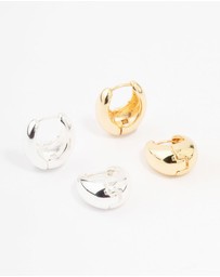 Lovisa - Gold Plated & Silver Plated Gradual Huggie Earrings 2-Pack